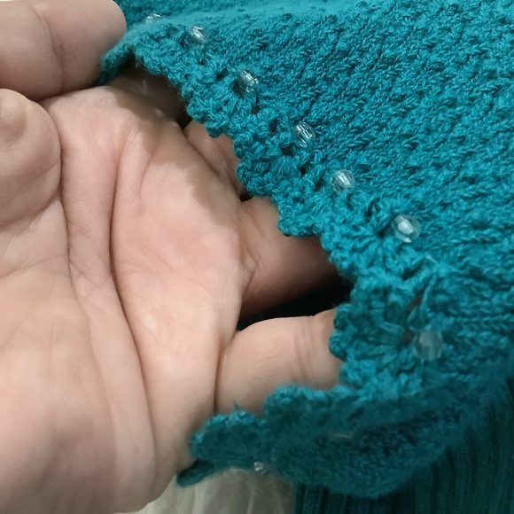 Nygard women’s turquoise blue rib embellished beaded knit top size xl - Picture 5 of 11